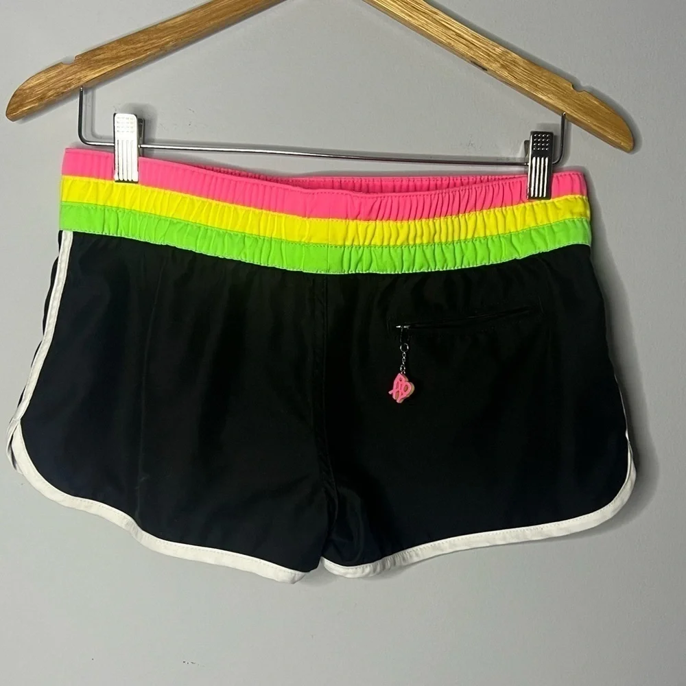 Roxy Y2K Micro Mini Shorts with Neon Striped and Keychain Zipper 5 (Small)